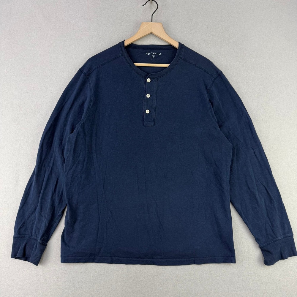 J.Crew Mercantile Henley T-Shirt Mens XL Navy Blue Casual Long Sleeve Cotton